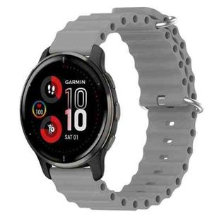 For Garmin Venu 2 Plus 20mm Ocean Style Silicone Solid Color Watch Band(Grey)