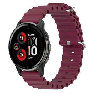 For Garmin Venu 2 Plus 20mm Ocean Style Silicone Solid Color Watch Band(Burgundy)
