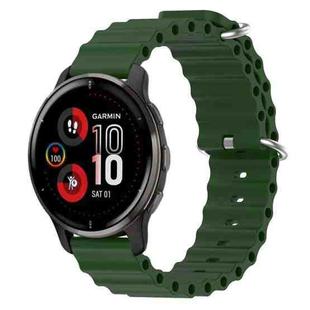 For Garmin Venu 2 Plus 20mm Ocean Style Silicone Solid Color Watch Band(Army Green)