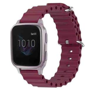 For Garmin Venu SQ 20mm Ocean Style Silicone Solid Color Watch Band(Burgundy)