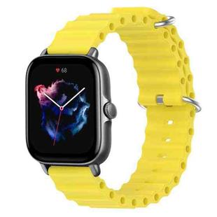 For Amazfit GTS 3 20mm Ocean Style Silicone Solid Color Watch Band(Yellow)