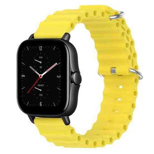 For Amazfit GTS 2E 20mm Ocean Style Silicone Solid Color Watch Band(Yellow)