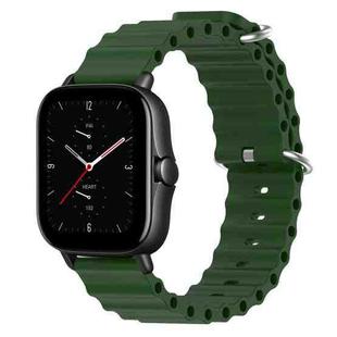 For Amazfit GTS 2E 20mm Ocean Style Silicone Solid Color Watch Band(Army Green)