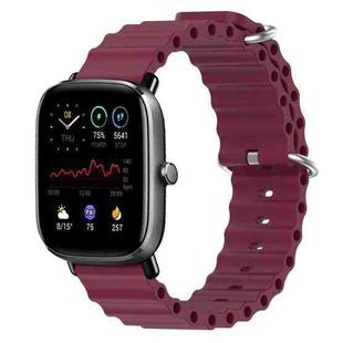 For Amazfit GTS 2 Mini 20mm Ocean Style Silicone Solid Color Watch Band(Wine Red)