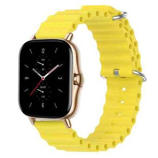 For Amazfit GTS 2 20mm Ocean Style Silicone Solid Color Watch Band(Yellow)