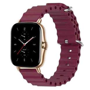 For Amazfit GTS 2 20mm Ocean Style Silicone Solid Color Watch Band(Wine Red)