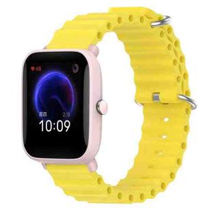 For Amazfit Pop Pro 20mm Ocean Style Silicone Solid Color Watch Band(Yellow)