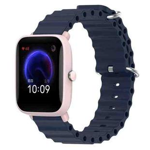 For Amazfit Pop Pro 20mm Ocean Style Silicone Solid Color Watch Band(Dark Blue)