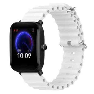 For Amazfit Pop 20mm Ocean Style Silicone Solid Color Watch Band(White)