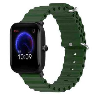 For Amazfit Pop 20mm Ocean Style Silicone Solid Color Watch Band(Army Green)