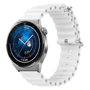 For Huawei Watch GT3 Pro 43mm 20mm Ocean Style Silicone Solid Color Watch Band(White)