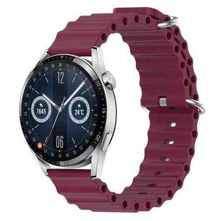 For Huawei Watch GT3 42mm 20mm Ocean Style Silicone Solid Color Watch Band(Wine Red)