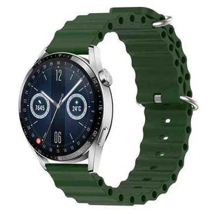 For Huawei Watch GT3 42mm 20mm Ocean Style Silicone Solid Color Watch Band(Army Green)