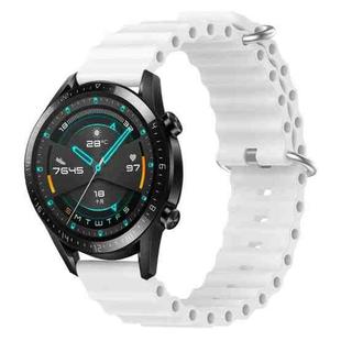 For Huawei Watch GT2 42mm 20mm Ocean Style Silicone Solid Color Watch Band(White)