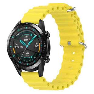 For Huawei Watch GT2 42mm 20mm Ocean Style Silicone Solid Color Watch Band(Yellow)