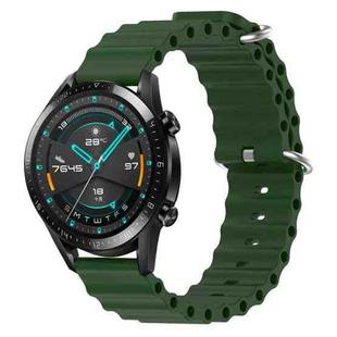 For Huawei Watch GT2 42mm 20mm Ocean Style Silicone Solid Color Watch Band(Army Green)