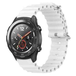 For Huawei Watch 2 20mm Ocean Style Silicone Solid Color Watch Band(White)