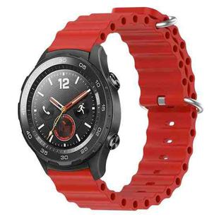 For Huawei Watch 2 20mm Ocean Style Silicone Solid Color Watch Band(Red)