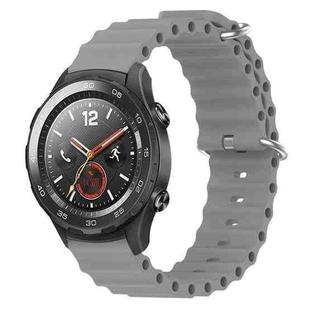 For Huawei Watch 2 20mm Ocean Style Silicone Solid Color Watch Band(Grey)