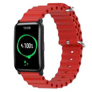 For Honor Watch ES 20mm Ocean Style Silicone Solid Color Watch Band(Red)