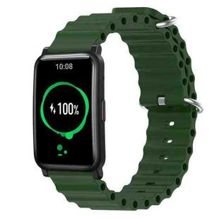 For Honor Watch ES 20mm Ocean Style Silicone Solid Color Watch Band(Army Green)
