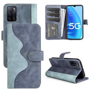 For OPPO A55S 5G Stitching Horizontal Flip Leather Phone Case(Blue)