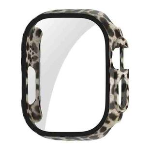 For Apple Watch Ultra 49mm ENKAY PC Frame 9H Tempered Glass Case(Leopard Print)