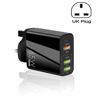 65W Dual PD Type-C + 3 x USB Multi Port Charger for Phone and Tablet PC, UK Plug(Black)