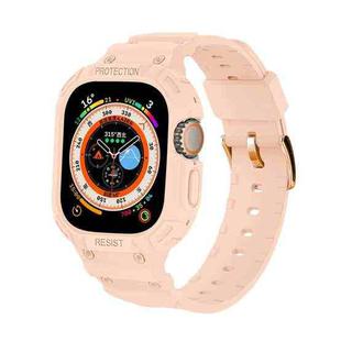 For Apple Watch Ultra 49mm JUNSUNMAY Integrated TPU Case Adjustable Elastic Watch Band(Pink)