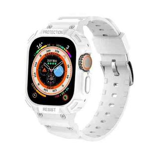 For Apple Watch Ultra 49mm JUNSUNMAY Integrated TPU Case Adjustable Elastic Watch Band(White)