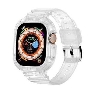 For Apple Watch Ultra 49mm JUNSUNMAY Integrated TPU Case Adjustable Elastic Watch Band(Transparent)