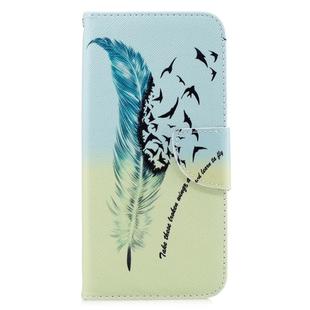 Colored Drawing Pattern Horizontal Flip Leather Case for Huawei Honor 8C, with Holder & Card Slots & Wallet(Feather Bird)