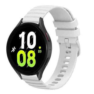 For Samsung Galaxy Watch5 / 5 Pro 20mm Wavy Dotted Solid-Color Silicone Watch Band(White)