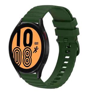 For Samsung Galaxy Watch4 40mm/44mm  20mm Wavy Dotted Solid-Color Silicone Watch Band(Army Green)