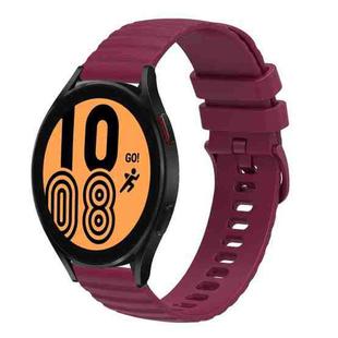 For Samsung Galaxy Watch4 40mm/44mm  20mm Wavy Dotted Solid-Color Silicone Watch Band(Wine Red)