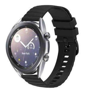 For Samsung Galaxy Watch3 41mm 20mm Wavy Dotted Solid-Color Silicone Watch Band(Black)