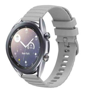 For Samsung Galaxy Watch3 41mm 20mm Wavy Dotted Solid-Color Silicone Watch Band(Gray)