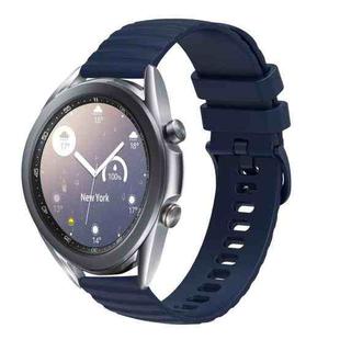 For Samsung Galaxy Watch3 41mm 20mm Wavy Dotted Solid-Color Silicone Watch Band(Navy Blue)