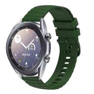 For Samsung Galaxy Watch3 41mm 20mm Wavy Dotted Solid-Color Silicone Watch Band(Army Green)