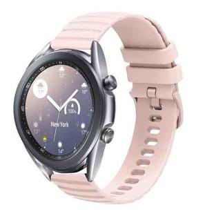 For Samsung Galaxy Watch3 41mm 20mm Wavy Dotted Solid-Color Silicone Watch Band(Pink)