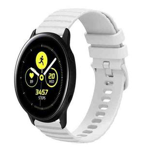 For Samsung Galaxy Watch Active 40mm 20mm Wavy Dotted Solid-Color Silicone Watch Band(White)