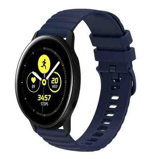 For Samsung Galaxy Watch Active 40mm 20mm Wavy Dotted Solid-Color Silicone Watch Band(Navy Blue)