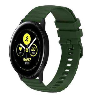 For Samsung Galaxy Watch Active 40mm 20mm Wavy Dotted Solid-Color Silicone Watch Band(Army Green)