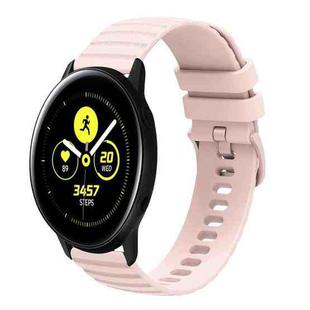 For Samsung Galaxy Watch Active 40mm 20mm Wavy Dotted Solid-Color Silicone Watch Band(Pink)