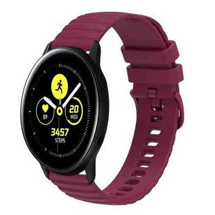 For Samsung Galaxy Watch Active 40mm 20mm Wavy Dotted Solid-Color Silicone Watch Band(Wine Red)