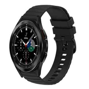 For Samsung Galaxy Watch4 Classic 42mm/46mm 20mm Wavy Dotted Solid-Color Silicone Watch Band(Black)