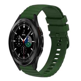 For Samsung Galaxy Watch4 Classic 42mm/46mm 20mm Wavy Dotted Solid-Color Silicone Watch Band(Army Green)