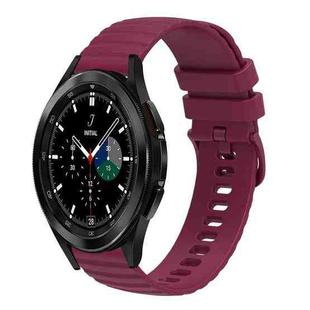 For Samsung Galaxy Watch4 Classic 42mm/46mm 20mm Wavy Dotted Solid-Color Silicone Watch Band(Wine Red)