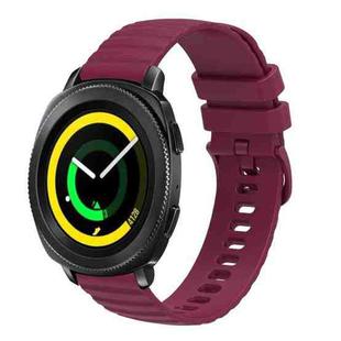 For Samsung Galaxy Gear Sport 20mm Wavy Dotted Solid-Color Silicone Watch Band(Wine Red)