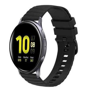 For Samsung Galaxy Watch Active2 40mm/44mm 20mm Wavy Dotted Solid-Color Silicone Watch Band(Black)